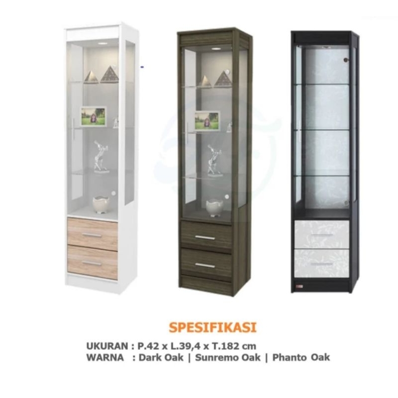 Rak Hias Kaca 1 Pintu Lemari Pajangan Display Cabinet JAZZ LH 400 JAZZ LH 800