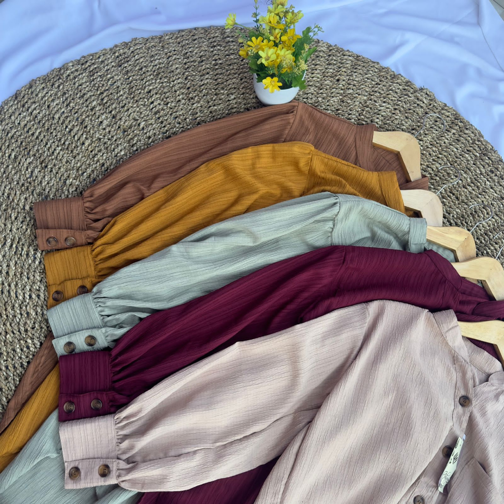 Kemeja Blouse Wanita Over Size Kain Baby Crush