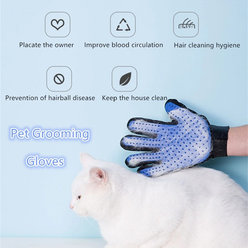 MMM Sisir Sarung Tangan Bulu Kucing Silicone Pet Glove Sisir Bulu Kucing Anjing Hewan Peliharaan Brush Grooming Press Sikat Pembersih Bulu Rontok Pet Brush Sisir Bulu Hewan