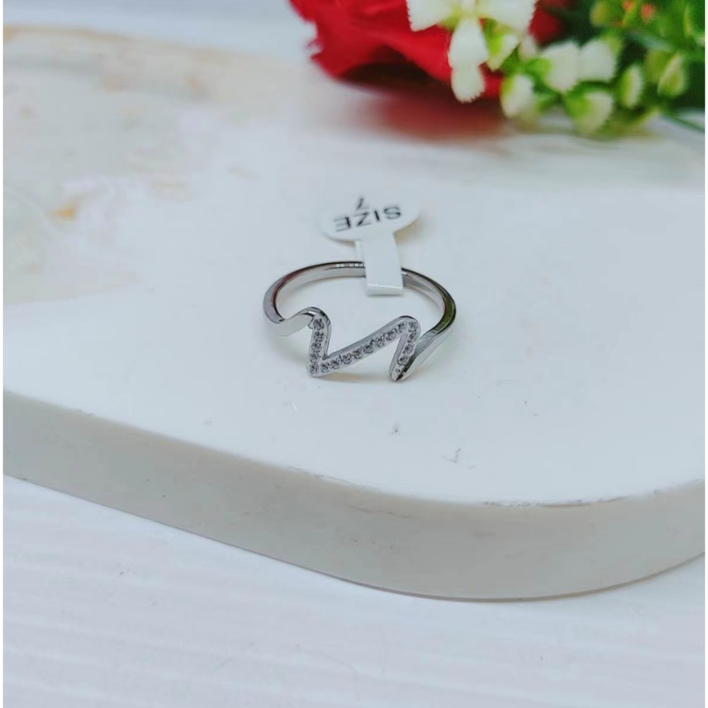 Cincin Titanium Anti Karat Permata Perhiasan Wanita R640