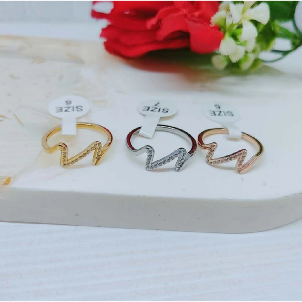 Cincin Titanium Anti Karat Permata Perhiasan Wanita R640