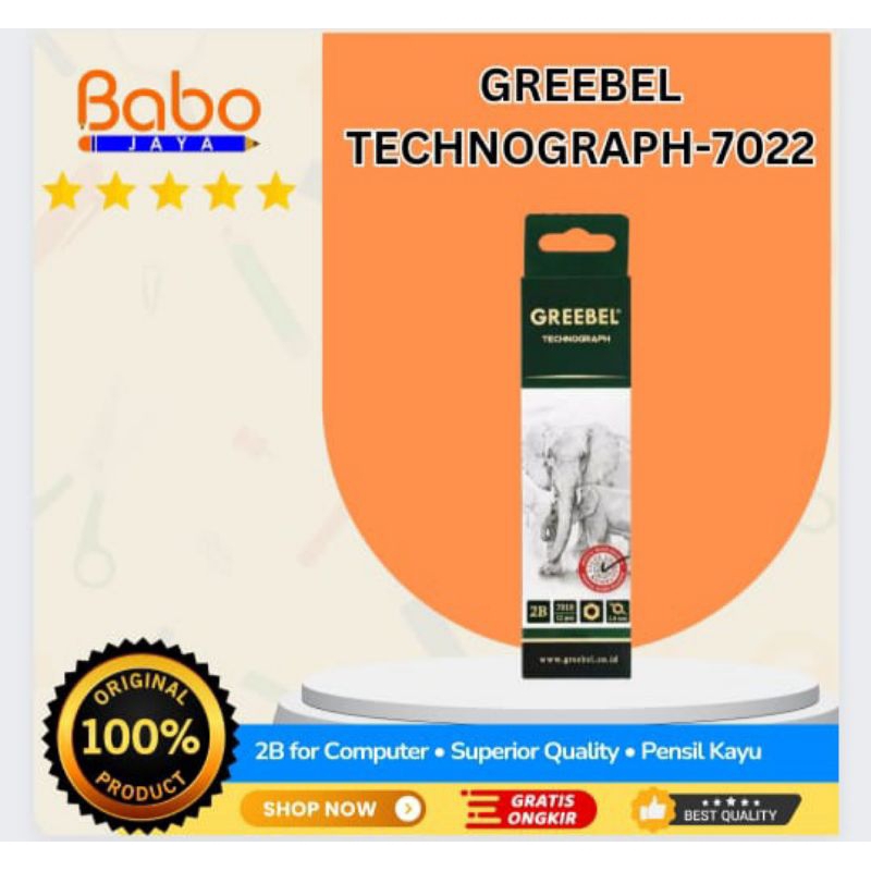 

BABO JAYA PENSIL 2B GRREBEL TECHNOGRAPH-7022 / PENSIL KAYU LOLOS UJI KOMPUTER