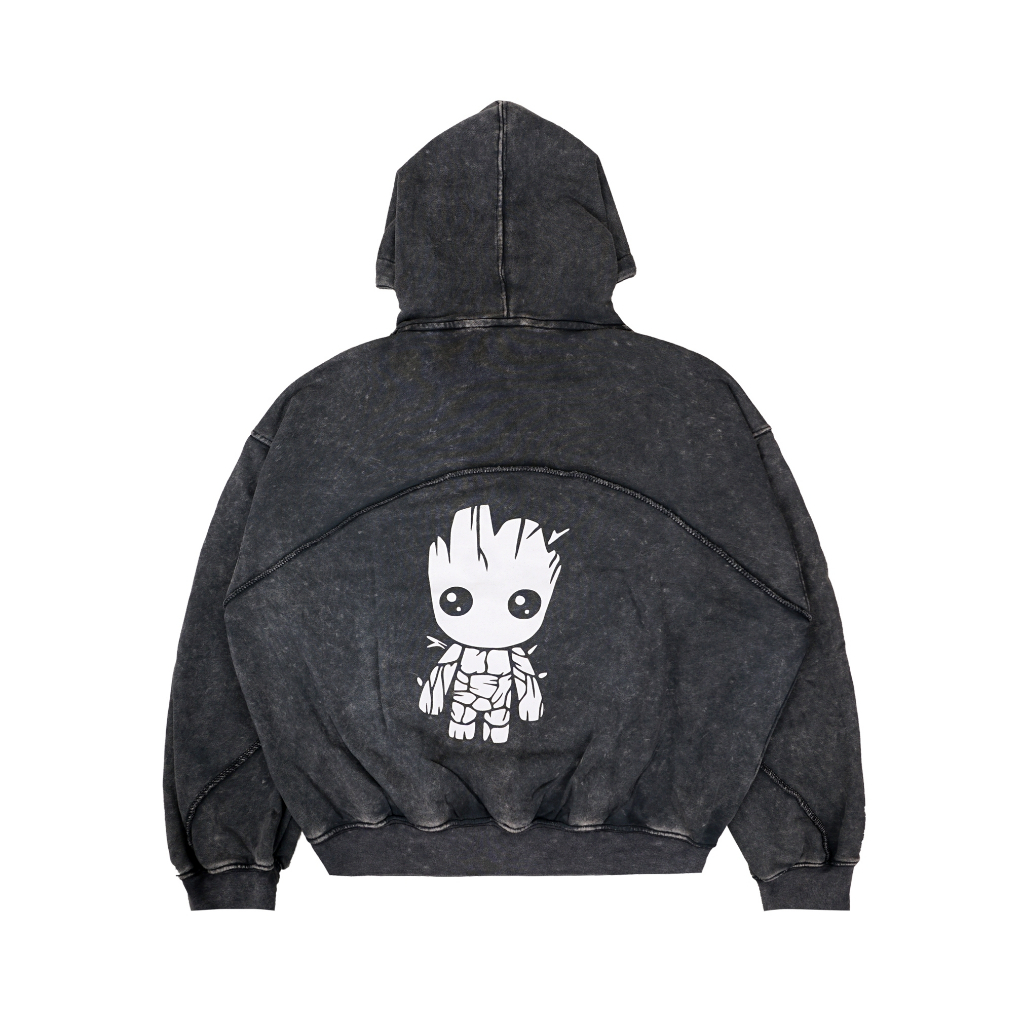 SOUBI SEC MF SWEATER HOODIE / GROOT / ACID WASH