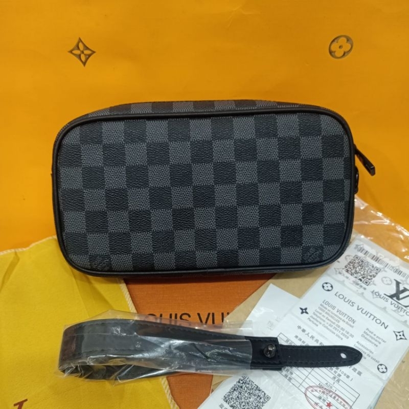 Handbag LV Pochette Volga Damier Black Clutch Tas Tangan Import