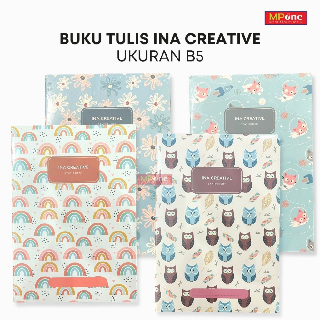 

(1 PACK) Buku Tulis B5 Ina Creative isi 5 PCS / Buku Tulis Ina Creative B5 38 lembar / Buku Tulis Sekolah Teenager