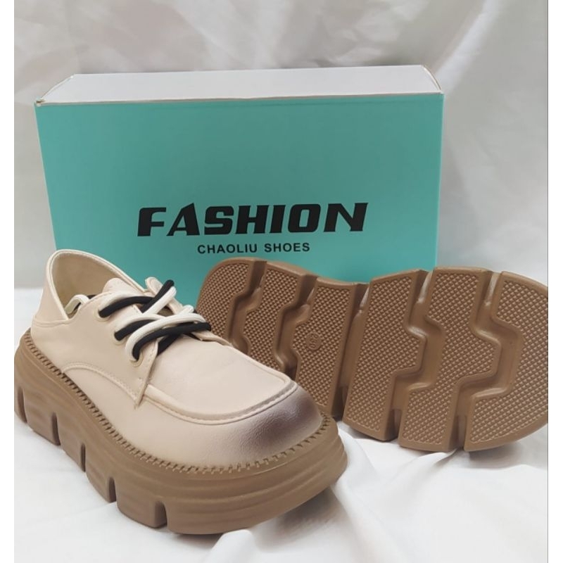 BOOTS SHOES ( RL 3318 ) Sepatu Boots Flat Wanita Sepatu Docmart Tali Sepatu Korea Kekinian Sneaker B