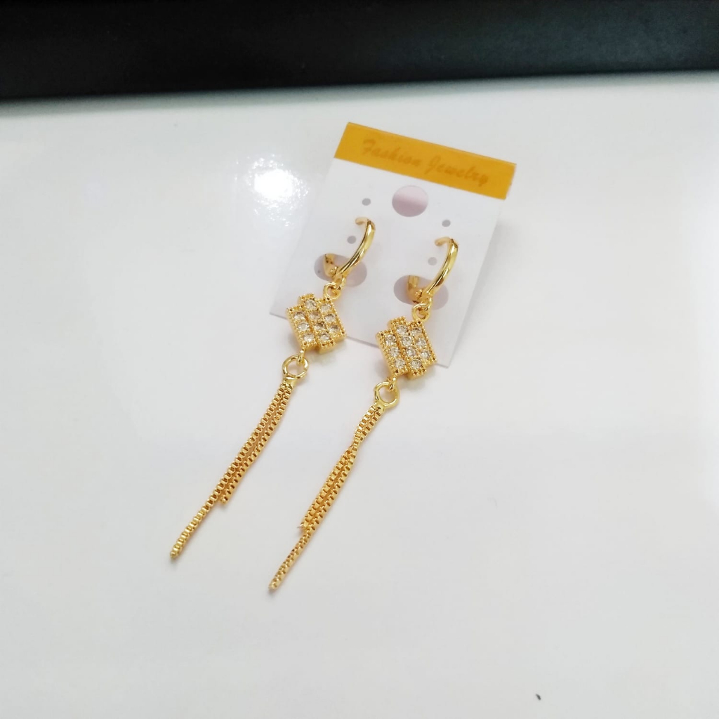 AV270 Grosir Anting Drop Jurai Panjang Anting Klip Dewasa