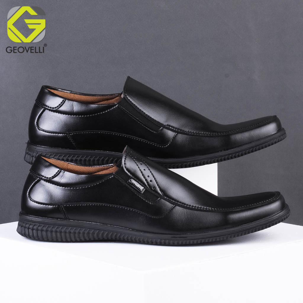 GEOVELLI | Sepatu Pantofel Pria Hitam Sepatu Pantopel Formal Kasual Kerja Kantor