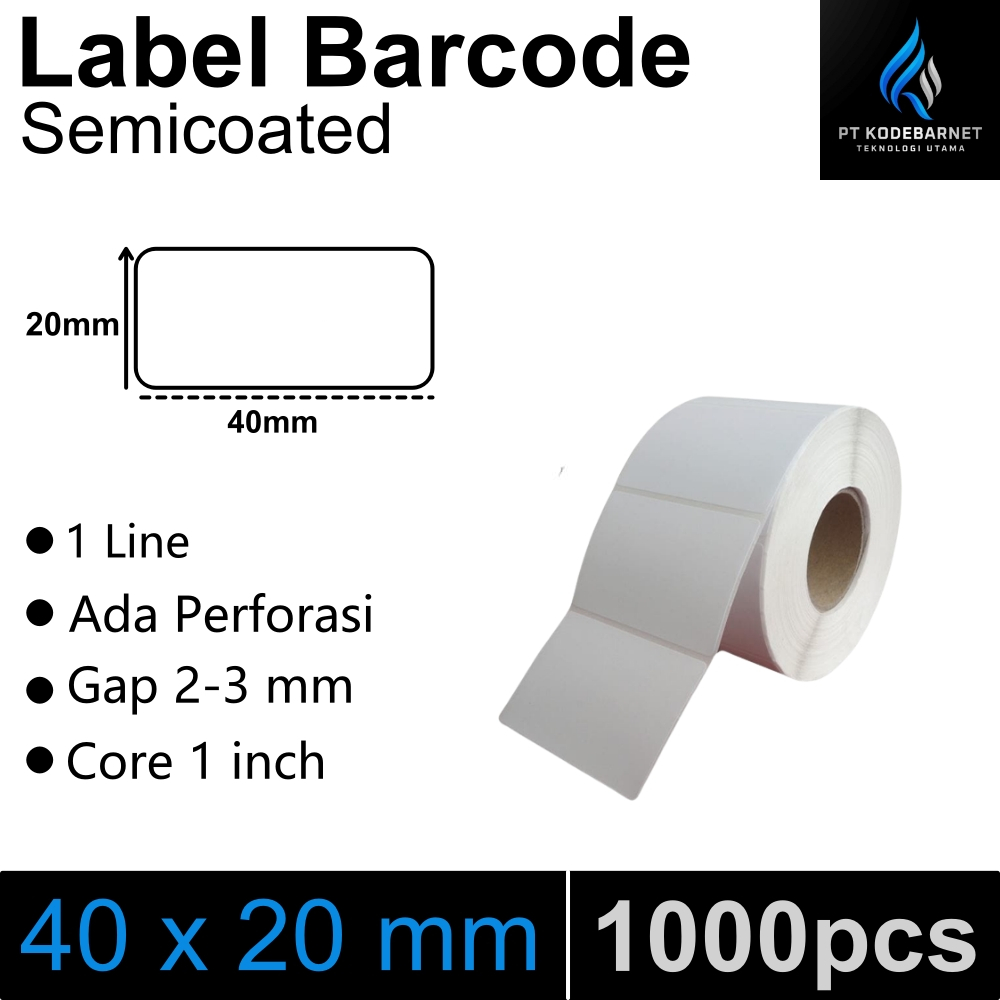 

LABEL STICKER BARCODE SEMICOATED 4X2 CM / 40X20 MM MURAH