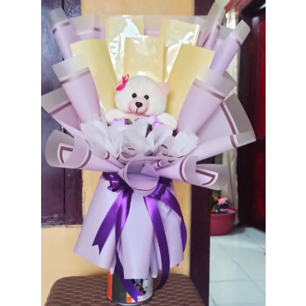 Buket Boneka Dan Uang 5 Slot - buket lucu - buket cantik - kado buket - hadiah buket - ulang tahun -