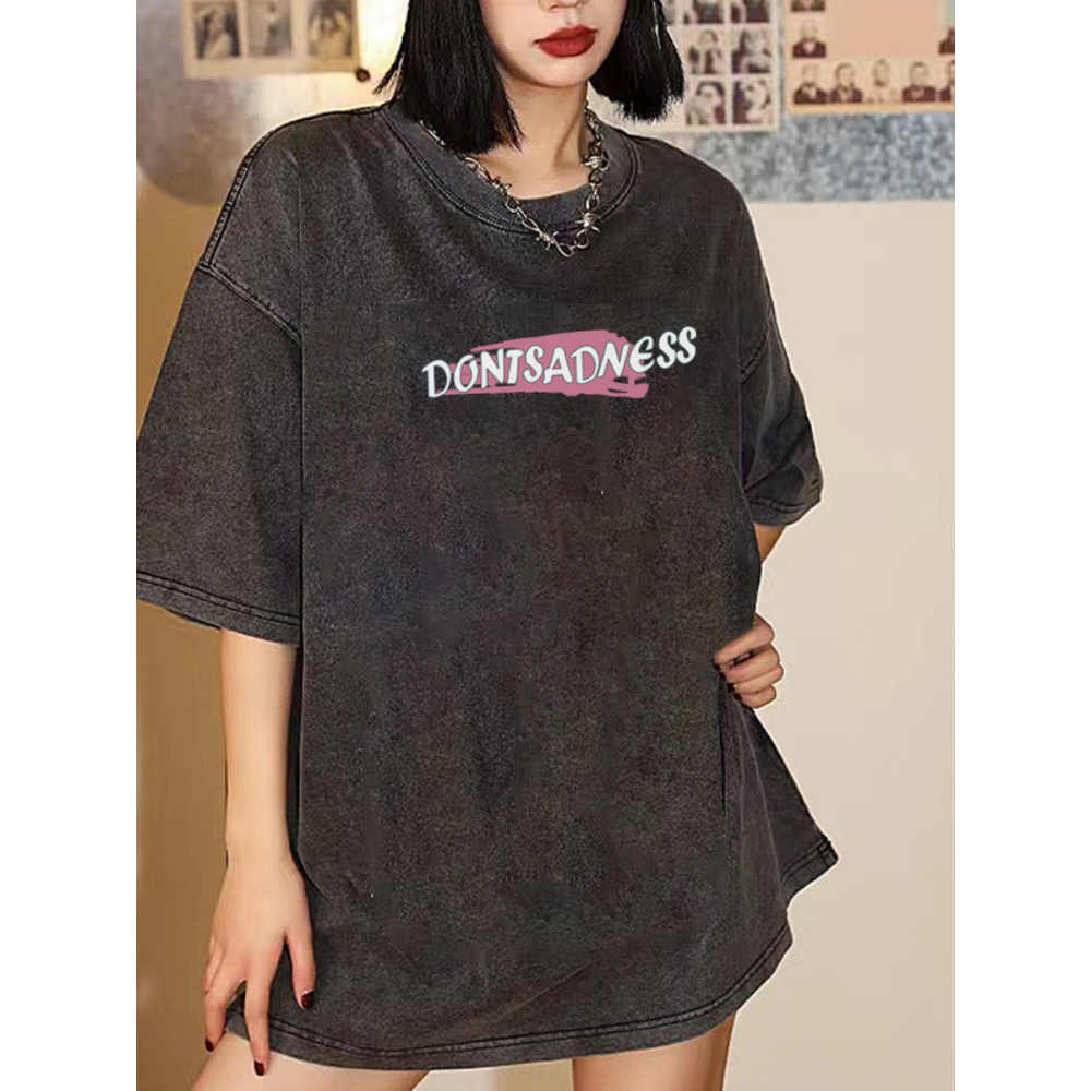 XIAOZHAINV Korean Style Five Strawberries Pattern Washed Printing Kaos Wanita A0561/Atasan Wanita Terbaru