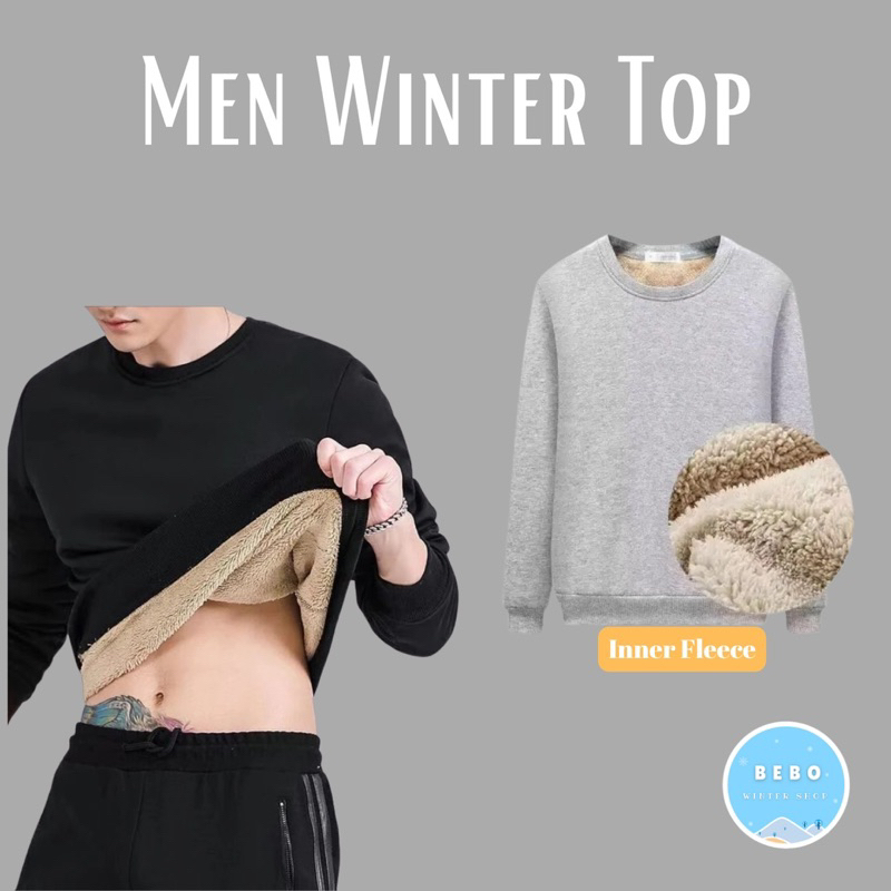 Atasan Thermal Pria dengan inner Fleece Men Winter Sweater