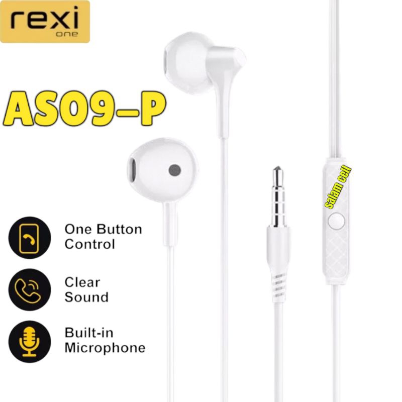 Headset REXI AS09-P Extra Bass One Button Control Clear Sound Original