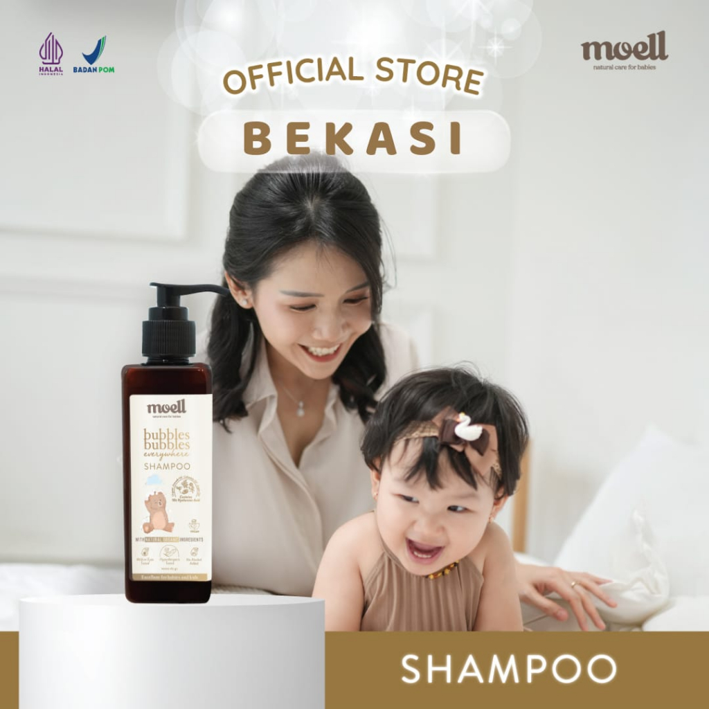 Moell Bubbles Bubbles Everywhere Shampoo 185gr / Shampo Bayi / Natural Organic/ Alkohol Free / SLS Free / Essensial Oil / Moell Bekasi