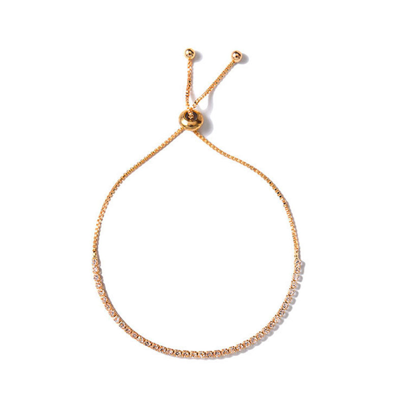 COD❤Wanita Korea Gelang Mewah Zirkon Bunga Berlian Imitasi Gelang Emas Disesuaikan Fashion A one-Emas