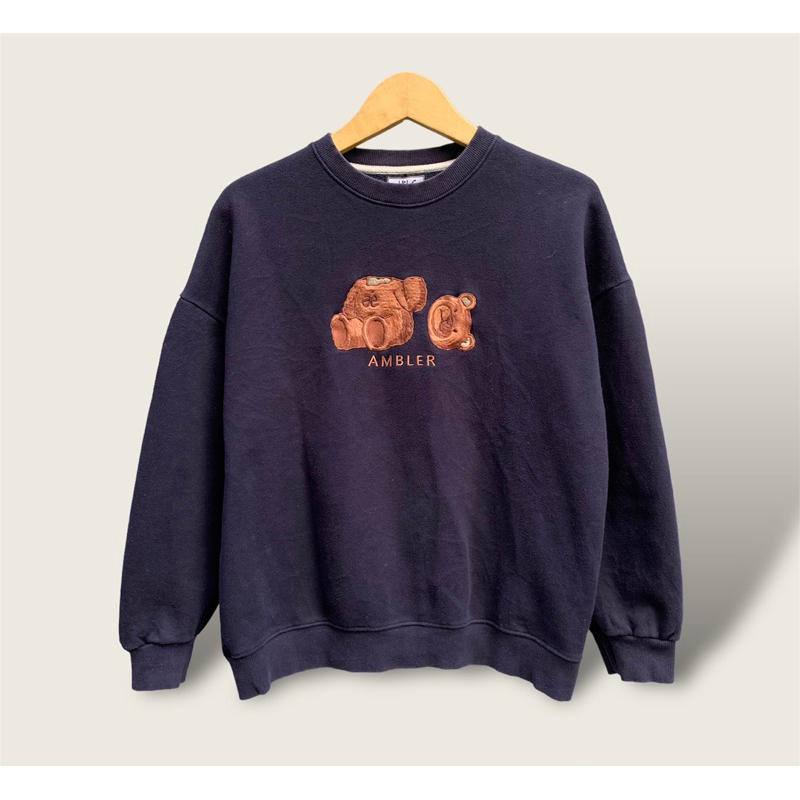 AMBLER BEAR LOGO NAVY CREWNECK