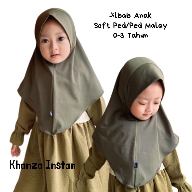 Jilbab Instan Anak  Bayi Size 0-3 tahun Soft Ped Malay| Hijab Instan Malay Bayi Jersey  Premium