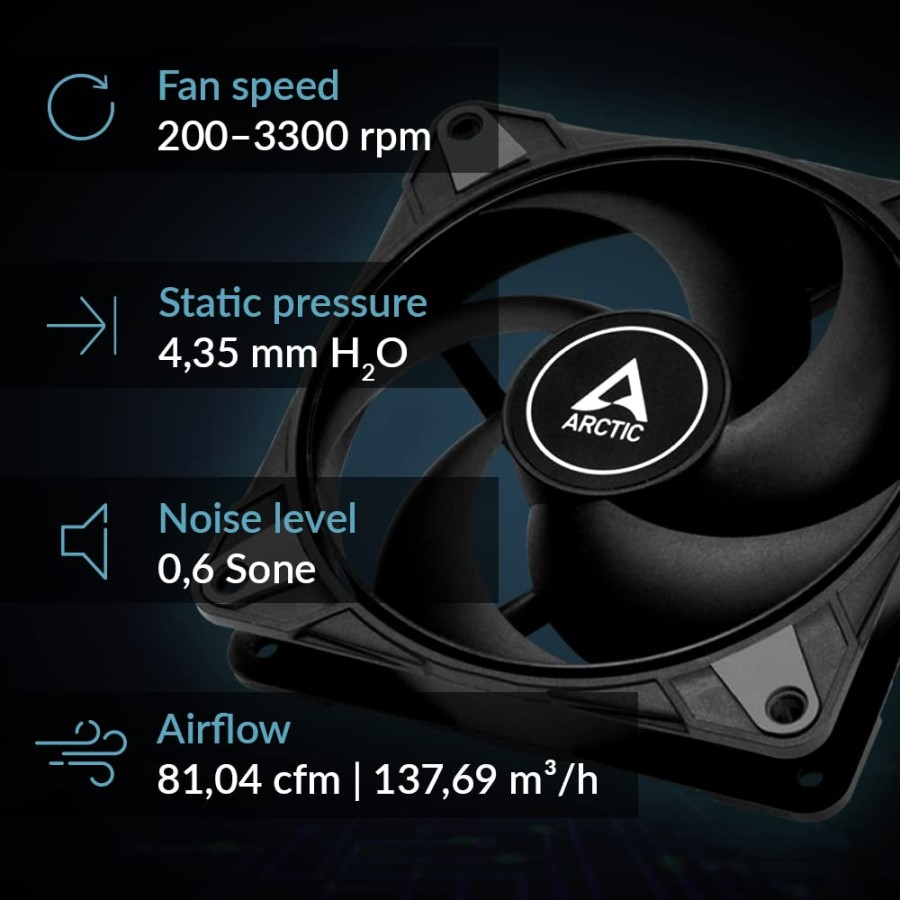 Fan ARCTIC P12 Max Black High-Performance 120mm PWM Fan 3300 RPM