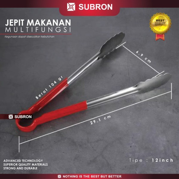 Subron Jepitan Kue Penjepit Makanan Warna 12 Inch Food Tongs Capit R12