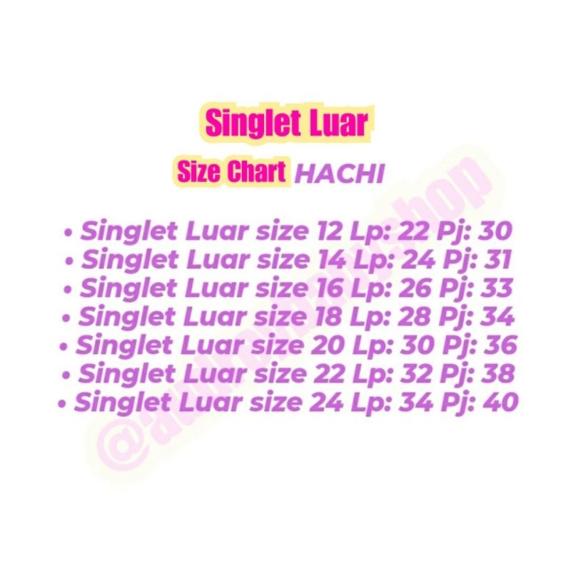 Hachi Singlet Luar Bold (3pcs) / Daleman Anak