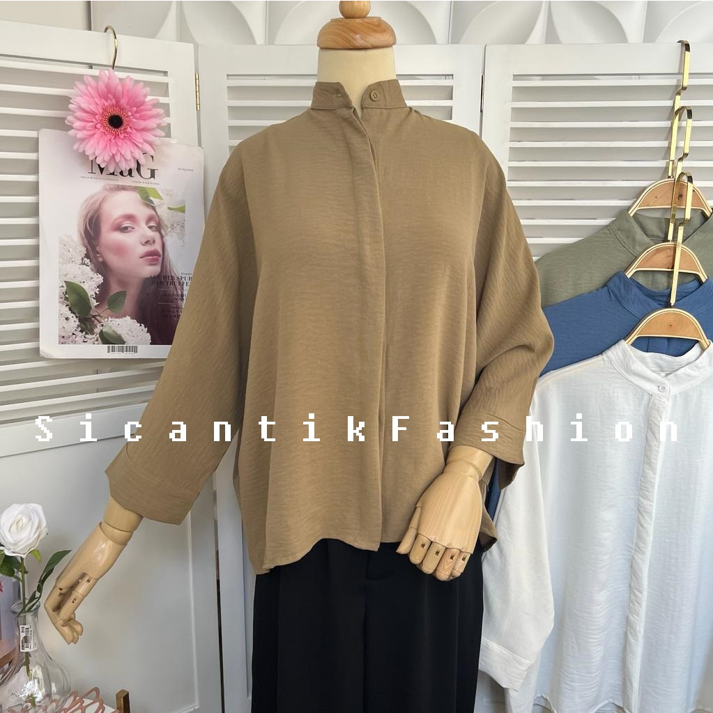 Kemeja Wanita Crinkle Airflow / Kemeja Polos /Atasan Wanita Bahan Super Lembut dan Adem