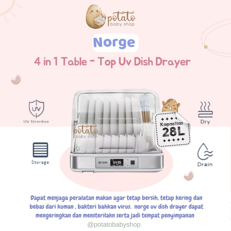 Norge 4 in 1 Table Top UV Dish Dryer - Pengering dan Steril Piring