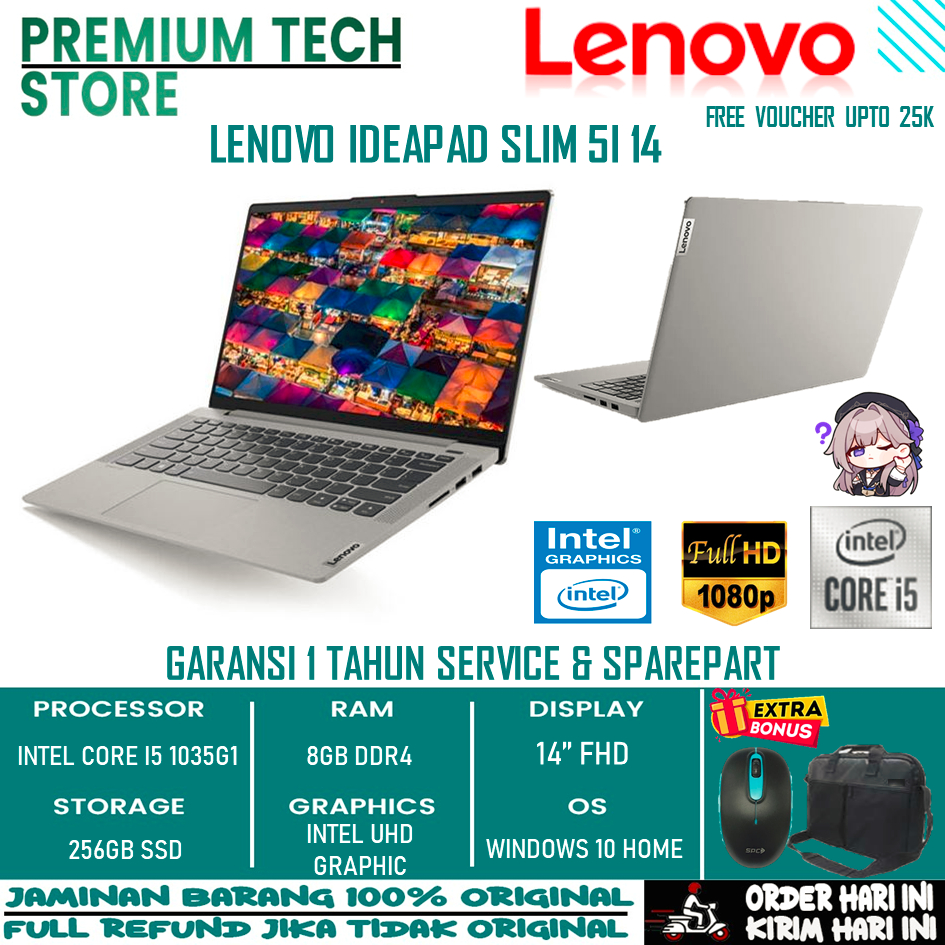 PROMO Lenovo Ideapad Slim 5I 14 Intel I5 1035G1 Ram 8Gb 256Gb Ssd Fhd Windows 10 Home Original