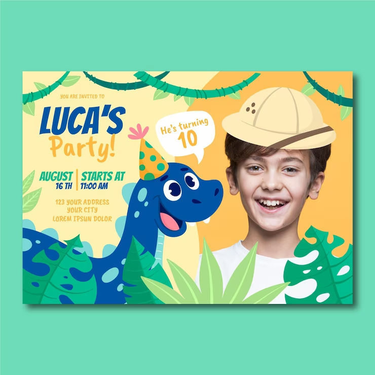 undangan Ultah Spesial Premium Dinosaurus Unicorn / custom Tema Desain Suka Suka Gratis Desain Grati