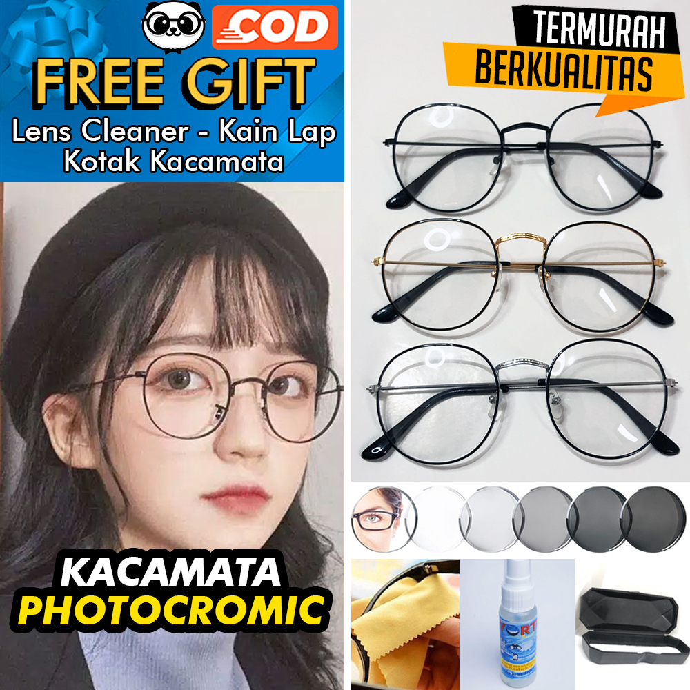 [PROMO] KACAMATA Model Retro Klasik Tipe 3447 (Anti Radiasi, Photocromic, Sunglass) + Free Paket Kotak, Kain Lap &amp; Cleaner