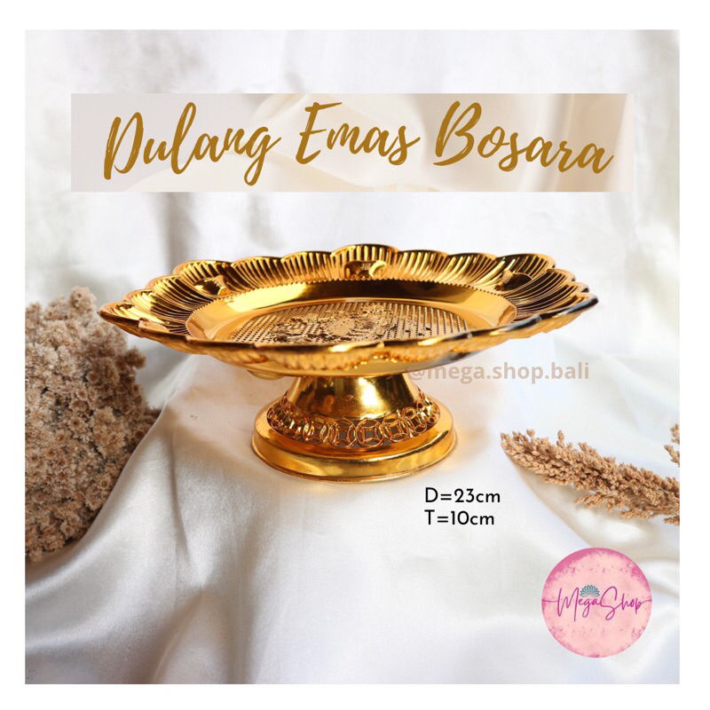 dulang bali warna emas/piring buah/bosara diameter 23cm tinggi 10cm