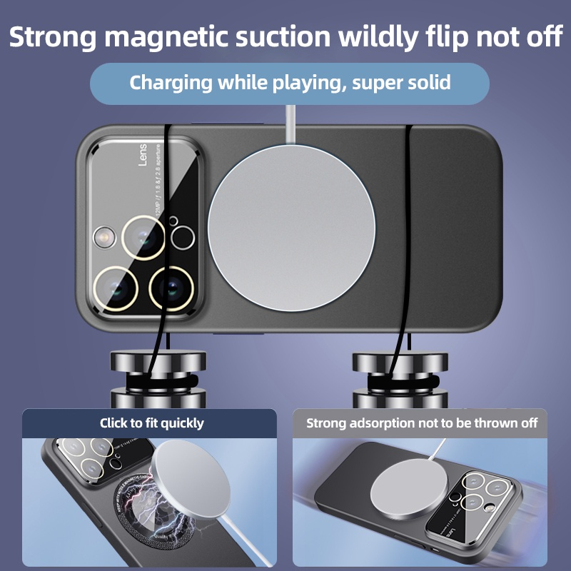 Hard Case Magnetik Support Magsafe Wireless Charging Phone Case Lubang Magsafe Big Window Jendela Besar With Ring Lensa Kamera Untuk Iphone 13 Iphone 13 Pro iphone 13 Pro Max Iphone 14 iphone 14 Plus iphone 14 Pro iphone 14 Pro Max