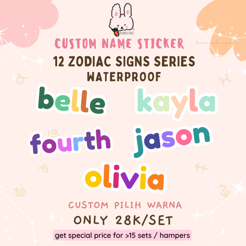 

stiker zodiak sign palet/ stiker nama waterproof/ stiker anak