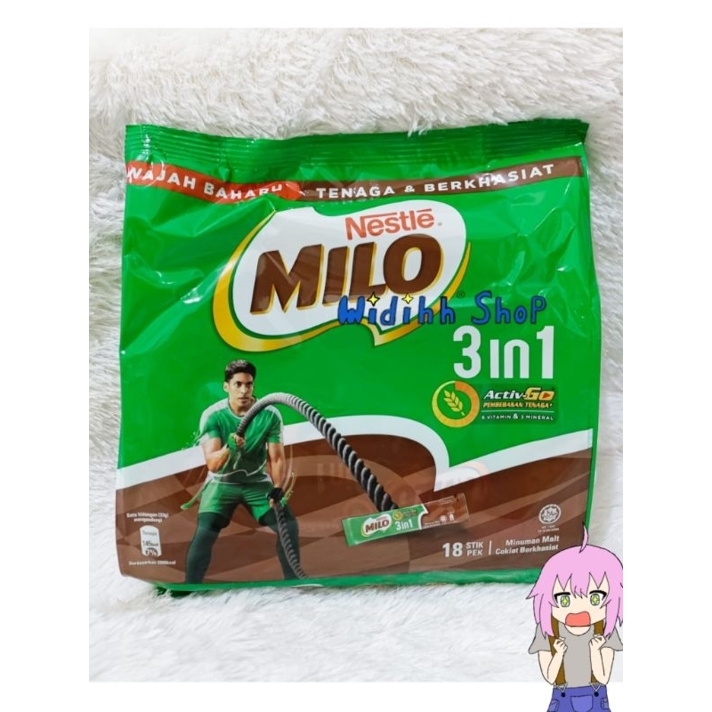 

Nestle Milo 3 in 1 Activ-Go Malaysia 18 Stik 3in1 / Milo 3in1 Malysia / Milo 3 In 1 Malaysia