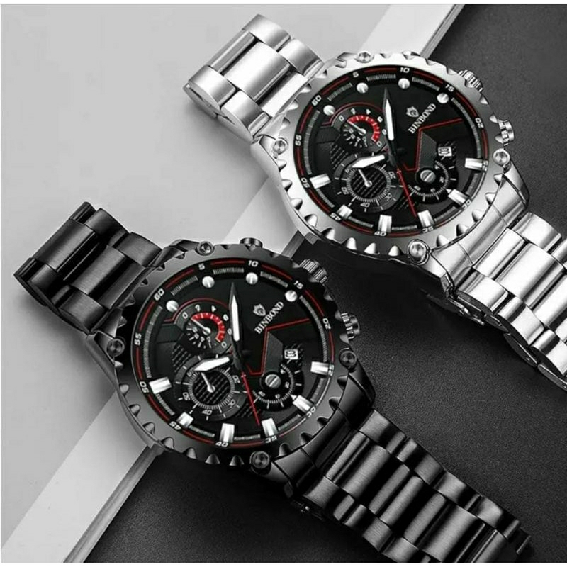 NEW SALE! Jam Tangan Bosindo All Stainliss Steel Pria Analog Kasual Tanggal Aktif