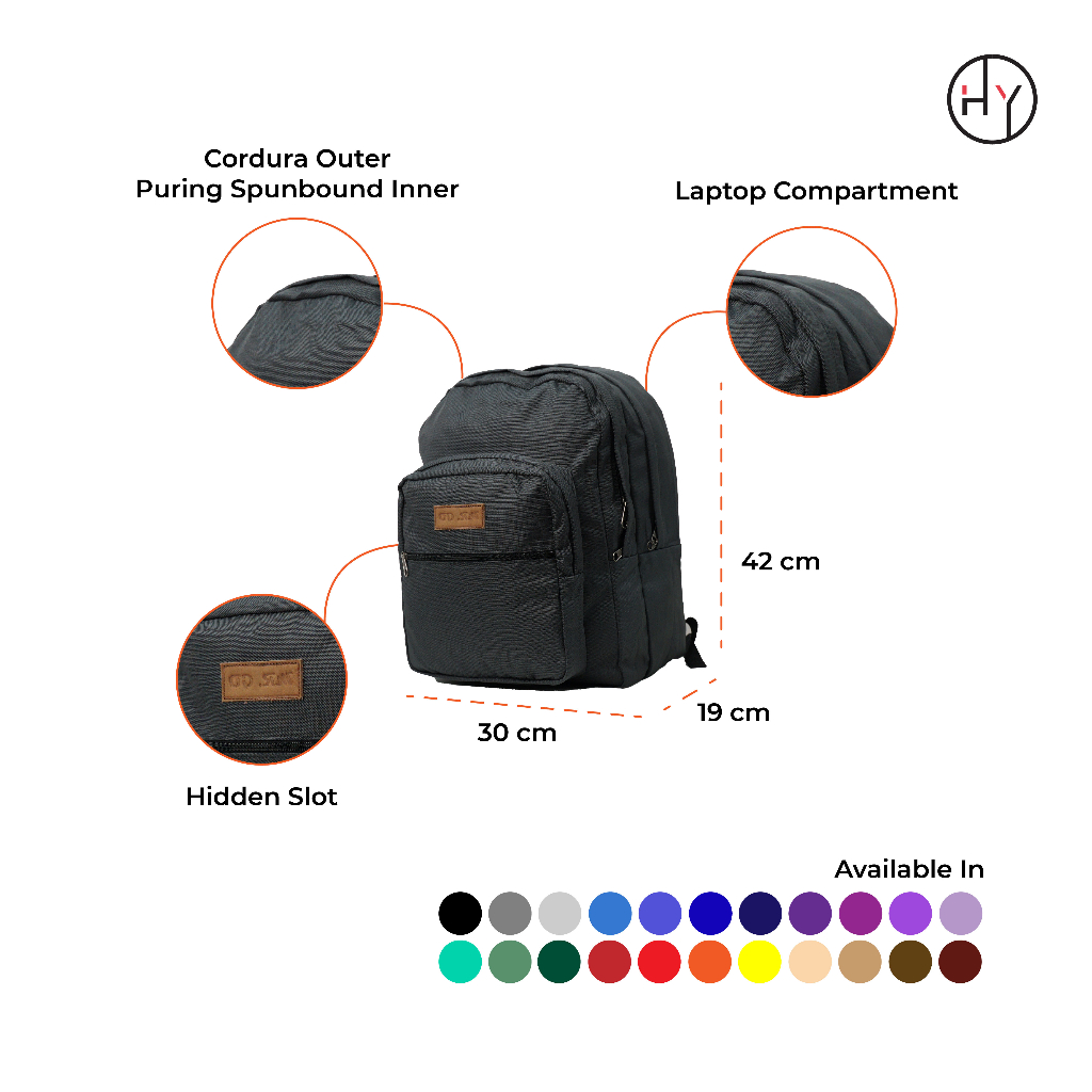 Ransel Besar MR.GO Bahan Kordura Pria Wanita Tas Sekolah Backpack Kuliah - HYBRAND Mr.Go