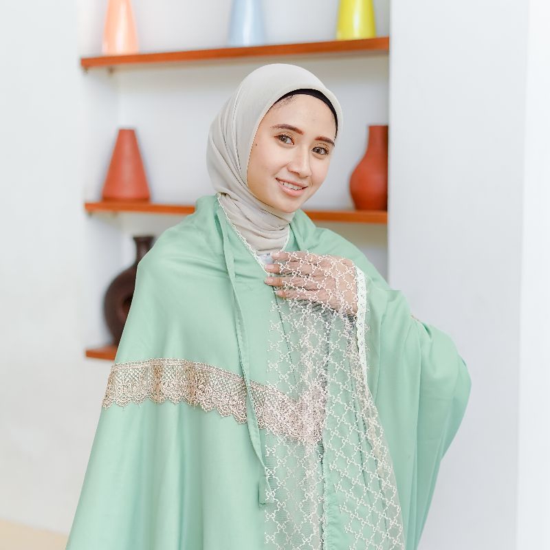 Mukena Katun Resleting 2in1 MEDINA Renda Giver Mewah
