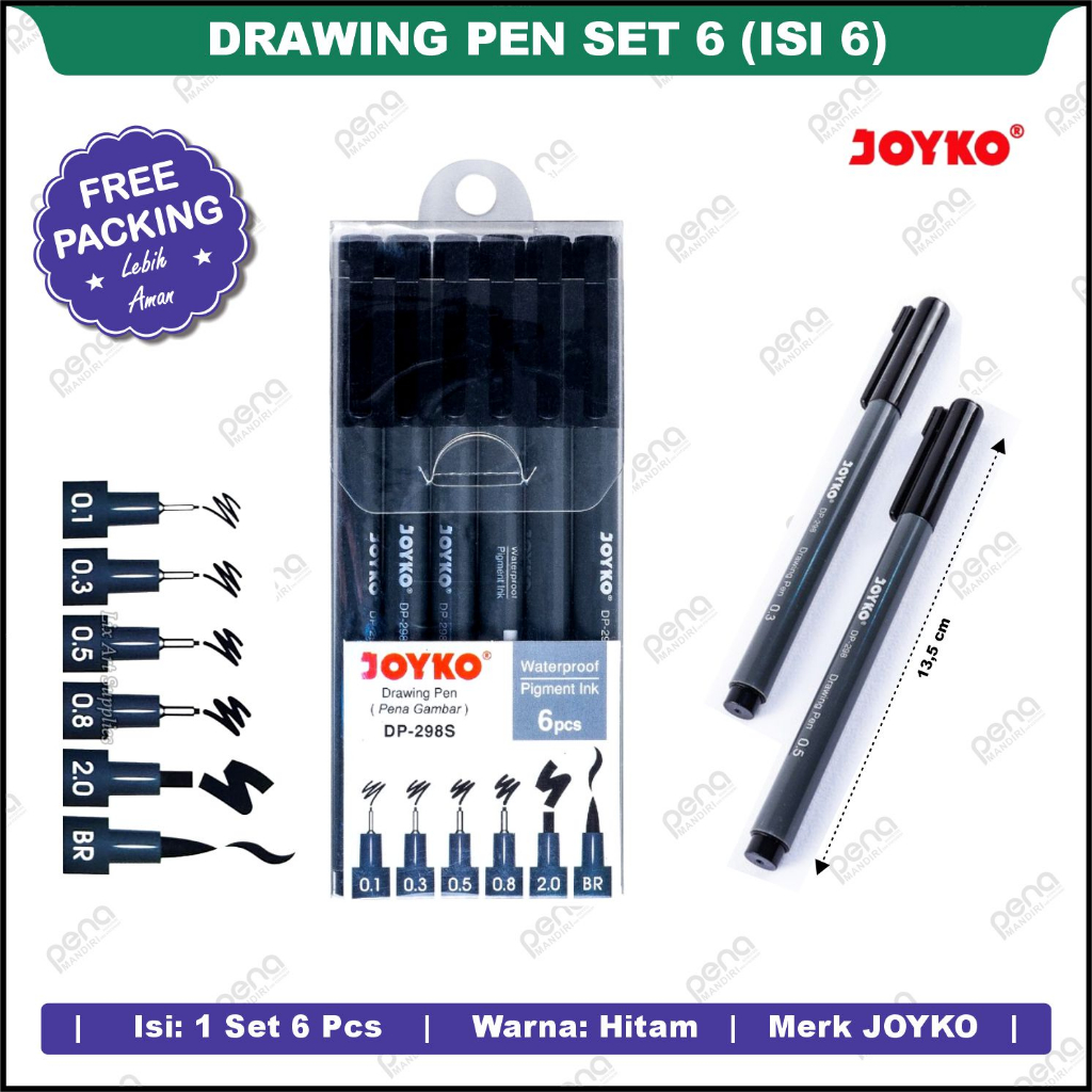 Drawing Pen Joyko DP-298S Set 6 Pcs / Pena Gambar Joyko DP-298S