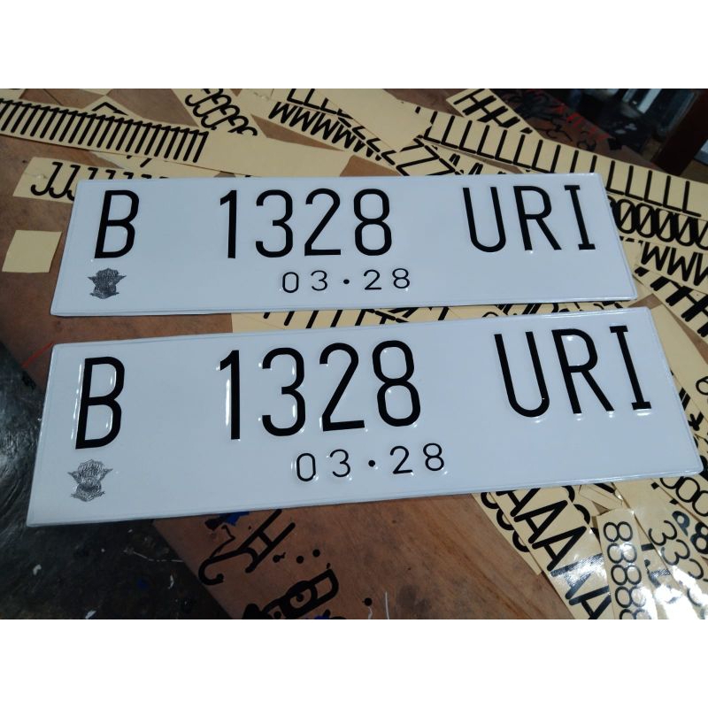 plat mobil putih sepasang murah