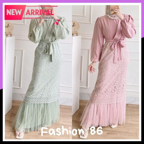 Gamis Sage Brukat Busui Pesta Kondangan Lebaran Trend Kekinian 2023 Baju Maxi Dress Longdress Arina 