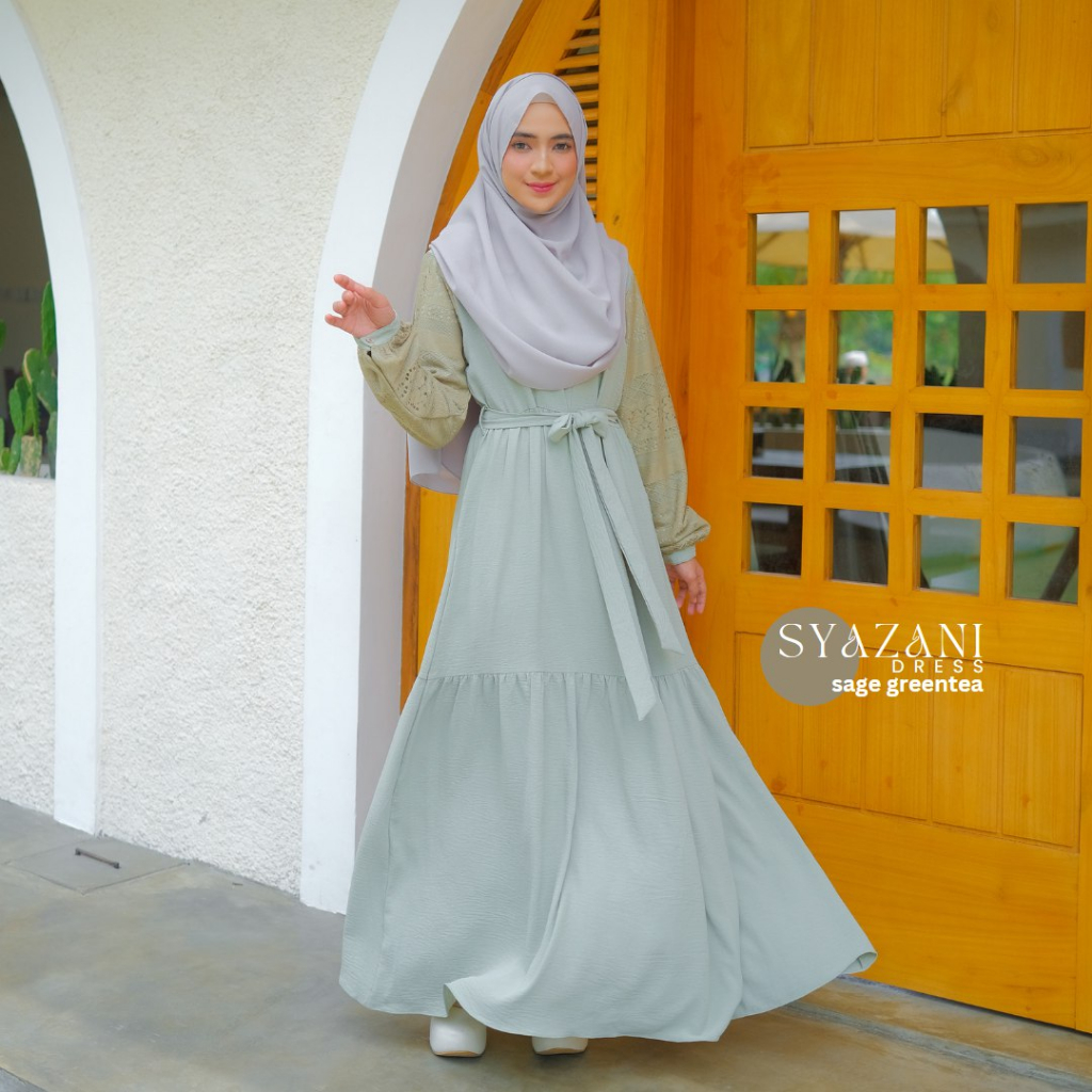 Riskirich Syazani Vol 2.0 Gamis Elegant Terbaru Bahan Airflow Crinkle Anti Kusut