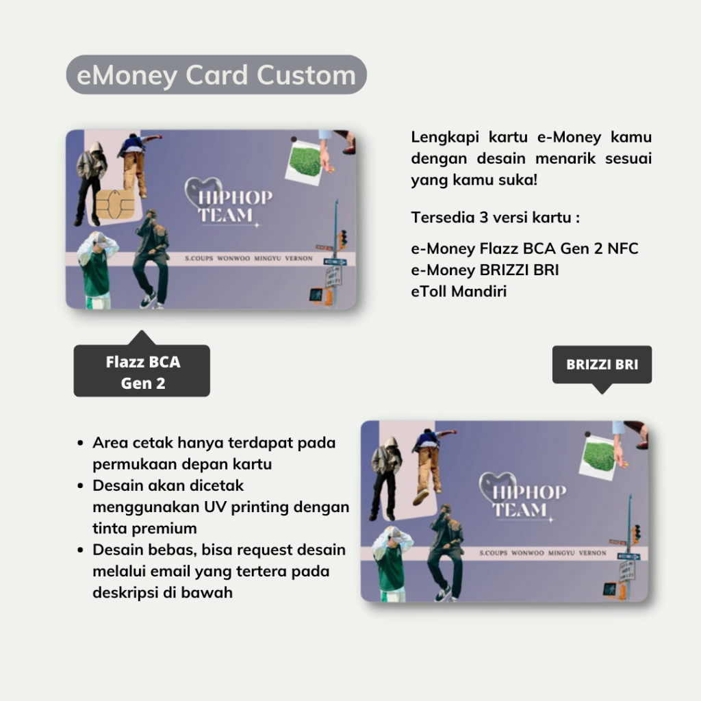 custom eToll / eMoney / TapCash / kpop eMoney card