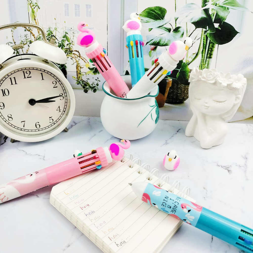 Pulpen Cetek 10 Warna Flamingo Lucu / Pen Flaminggo isi 10 Warna Unik Cute Alat Tulis Sekolah dan Kantor terlengkap bisa Grosir dan COD