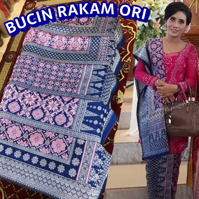 Songket Bunga Cina Rakam Kandang ORI pink Muda dasar biru/ songket tenun asli palembang /ilham songk