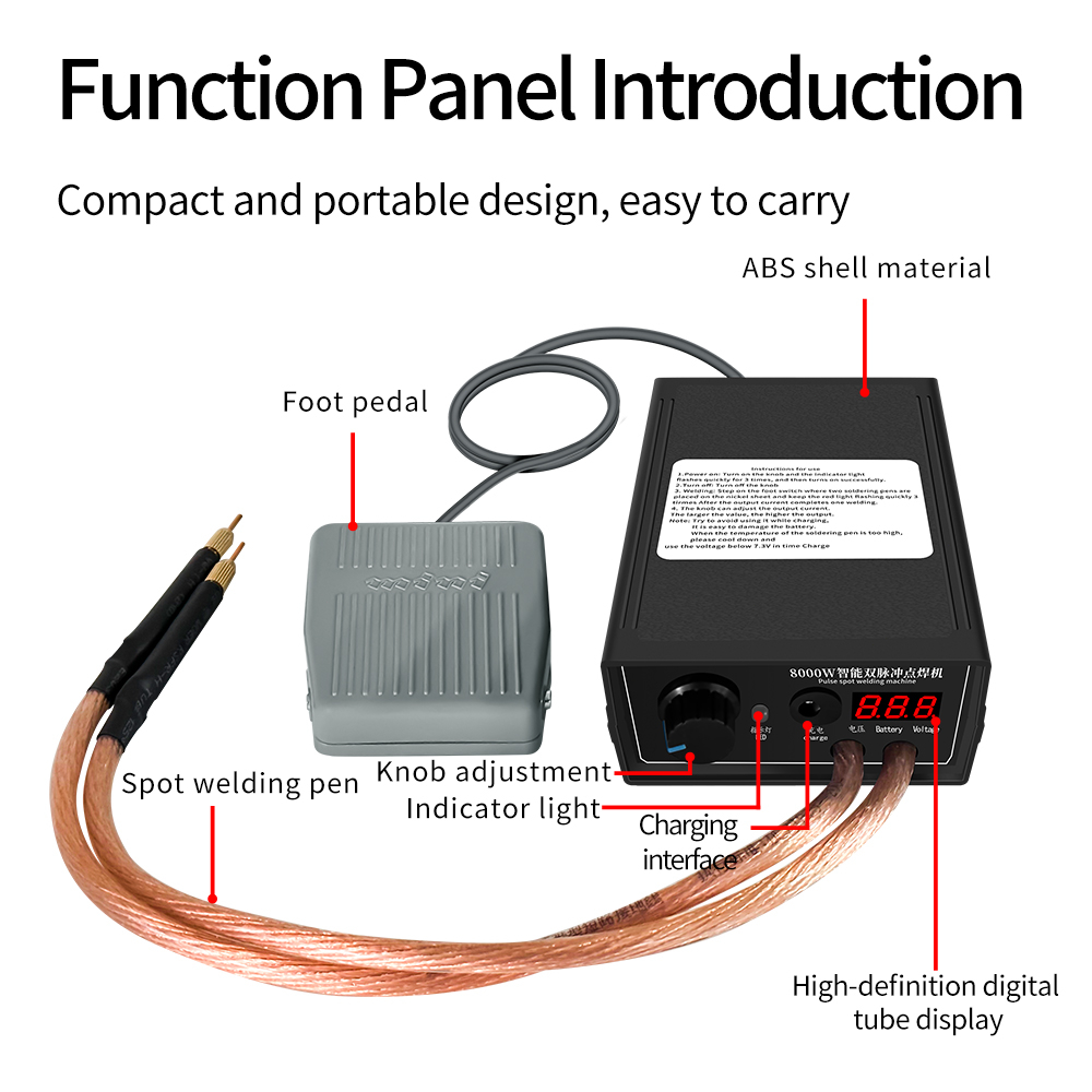 8000W Daya Tinggi Spot Welder Portabel Genggam Saat Ini Welder Disesuaikan untuk 18650 Baterai Alat Tangan