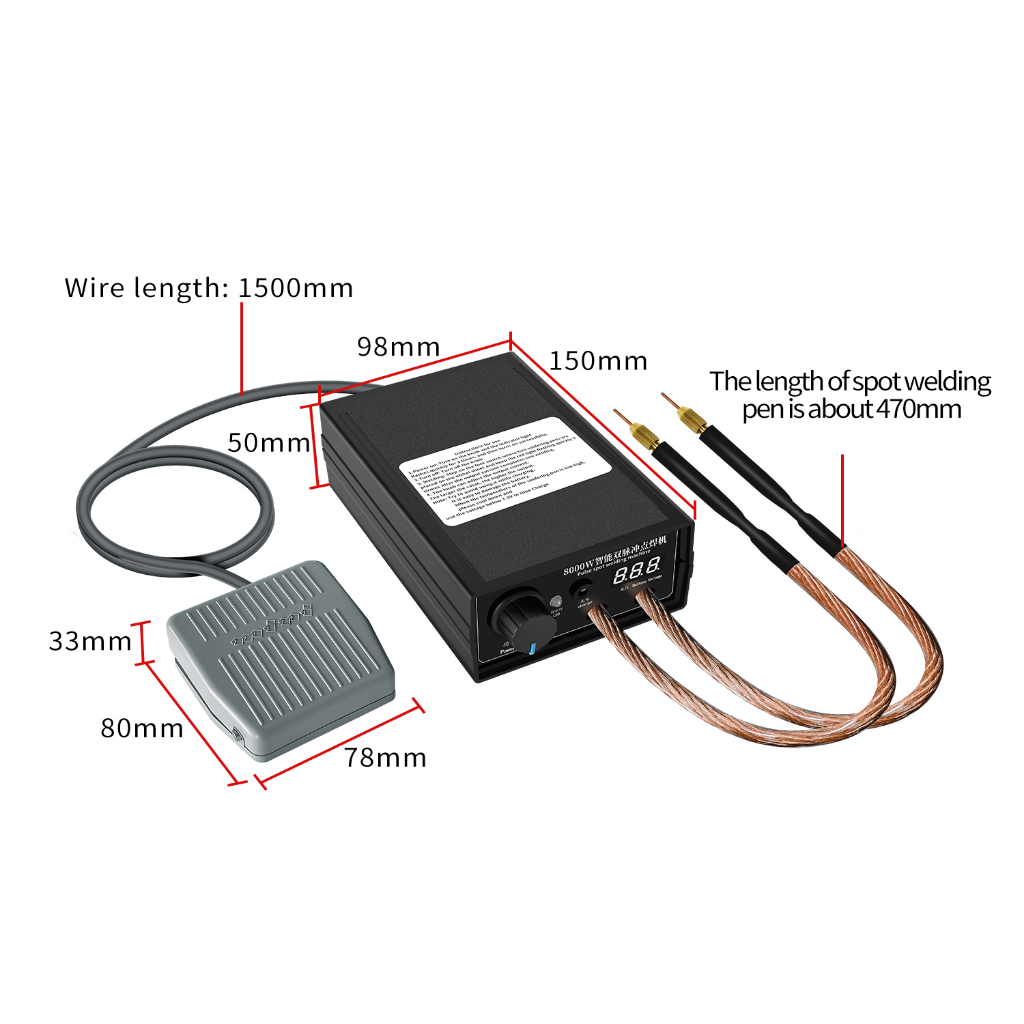 8000W Daya Tinggi Spot Welder Portabel Genggam Saat Ini Welder Disesuaikan untuk 18650 Baterai Alat Tangan