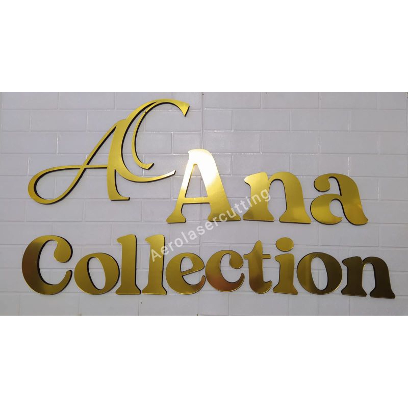 Letter Akrilik Huruf timbul acrylic / akrilik mirror GOLD / SILVERGOLD/huruf akrilik custom