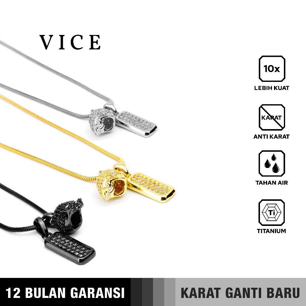 Emrys Liontin Set VICE Titanium Anti Karat Kalung Titanium Pria Wanita