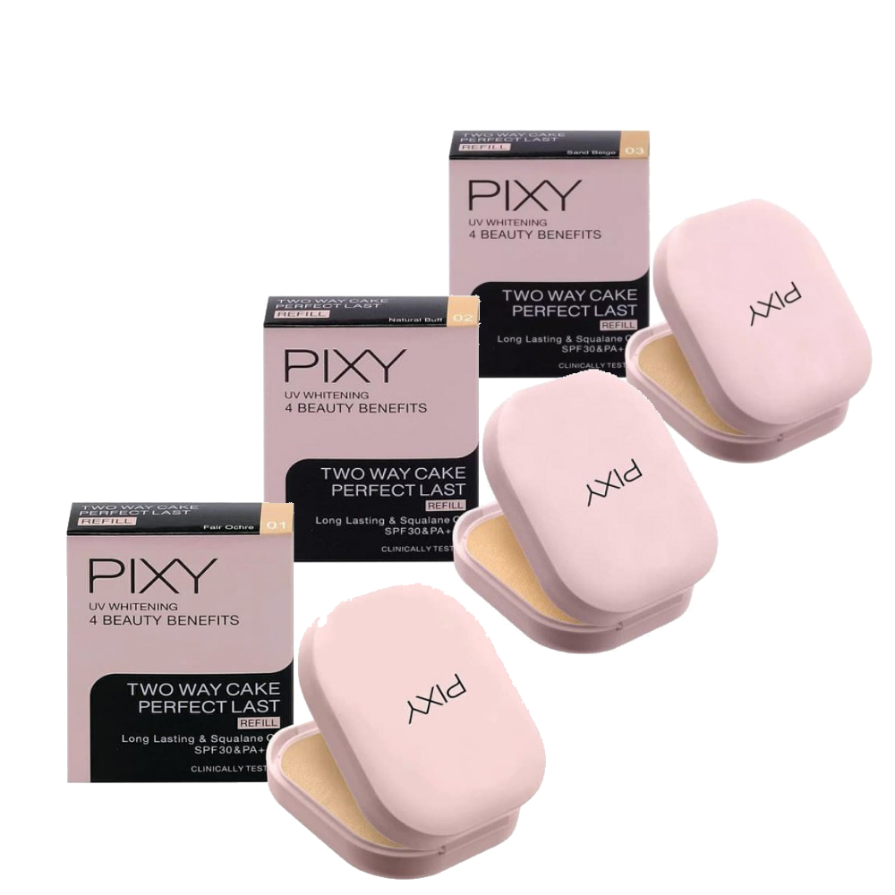 ✿ELYSABETHME✿ PIXY whitening two way cake perfect last refill compect powder dus warna coklat