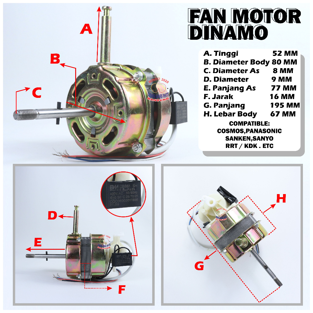 [ TERMURAH ] DINAMO KIPAS ANGIN BERDIRI ( COSMOS , MIYAKO RRT / MULTI / UNIVERSAL ) STAND FAN