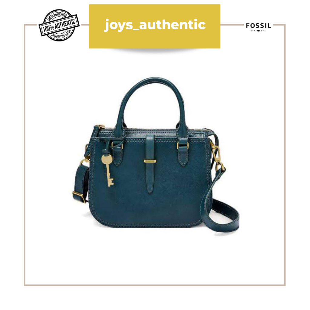 Tas Wanita Fossil Ryder Satchel Small Crossbody Teal Hijau Green Woman Bag Authentic Original